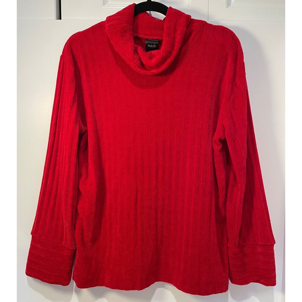 Rafaella Womens Chenille Foldover‎ Cowl Neck Sweater Size M Oversized Ribbed Y2K